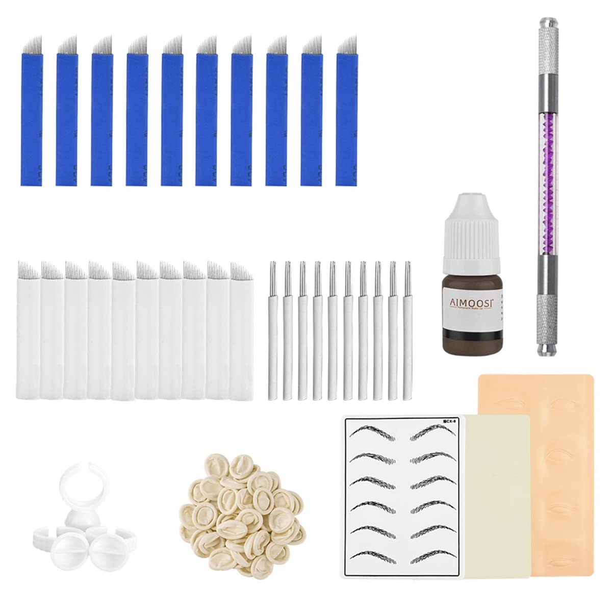 MAYCREATE Microblading Kit, Eyebrow Pen Needle Kit with Finger Gloves Permanent Eyebrow Tattoo Kit, Black Tattoo Ink for Practicing, Eyebrow Practise Skin Tool for New Beginners and Professions MAYCREATE Microblading Kit, Eyebrow Pen Needle Kit with Finger Gloves Permanent Eyebrow Tattoo Kit, Black Tattoo Ink for Practicing, Eyebrow Practise Skin Tool for New Beginners and Professions